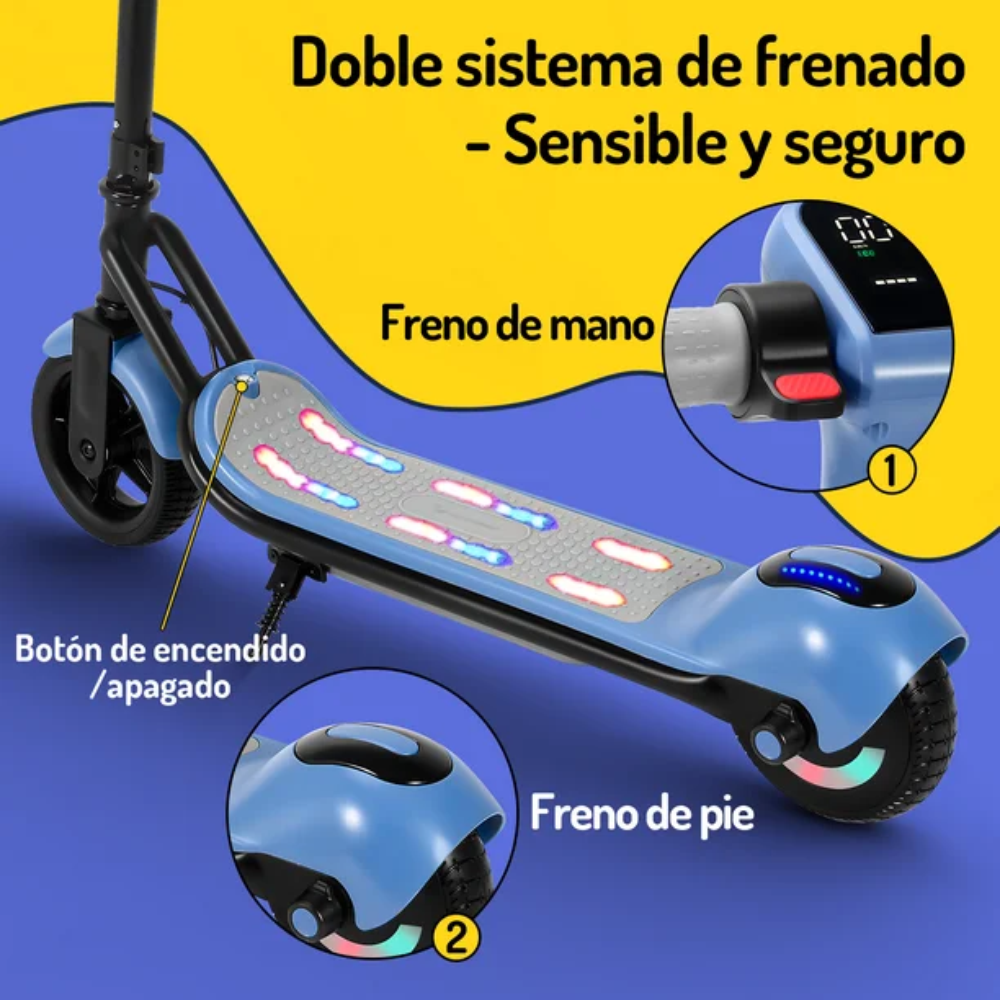 Patineta Scooter Electrica Niños 6-12 años Luz Bluetooth E7