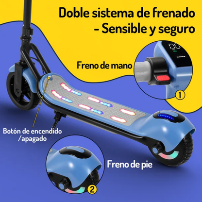 Patineta Scooter Electrica Niños 6-12 años Luz Bluetooth E7