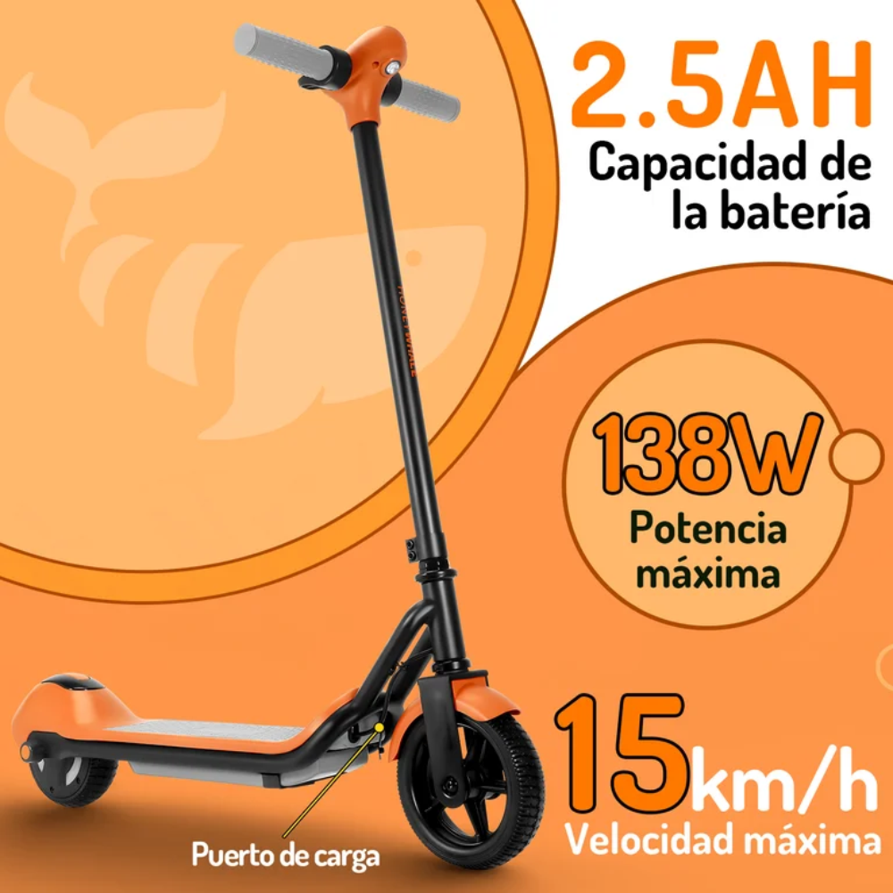 Patineta Scooter Electrica Niños 6-12 años Luz Bluetooth E7