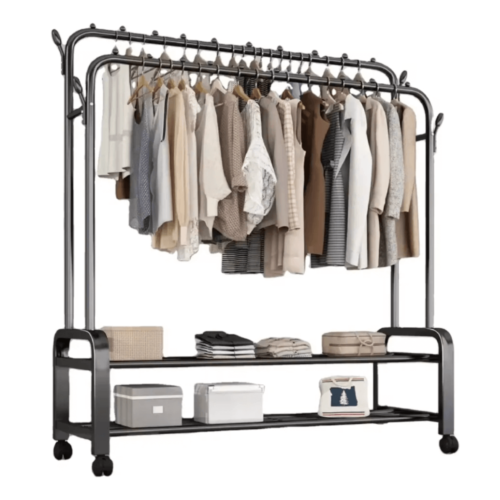 Estante Perchero Zapatero Doble Alta Resistencia 60kg Ruedas