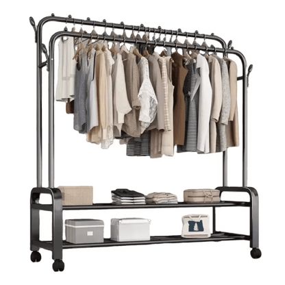 Estante Perchero Zapatero Doble Alta Resistencia 60kg Ruedas