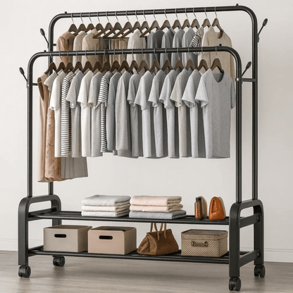 Estante Perchero Zapatero Doble Alta Resistencia 60kg Ruedas