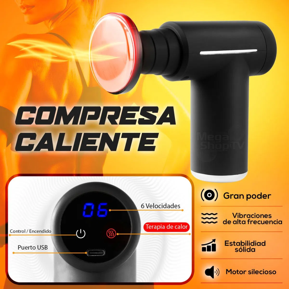 Masajeador Muscular Eléctrico Pistola Massage Gun Calor Frio