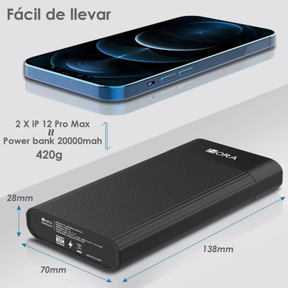 1Hora Power Bank Batería Portátil 20.000mah Real USB Gar117