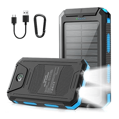Power Bank Solar 20000mah Cargador Portátil Luz 2usb Brujula