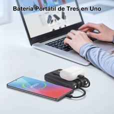 1hora Power Bank Batería Portátil 5.000mah 3 Cables Gar261