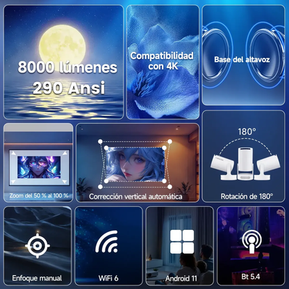 Proyector Smart 4k 1080p Hy300 Ultra Android Wifi Altavoz 5w