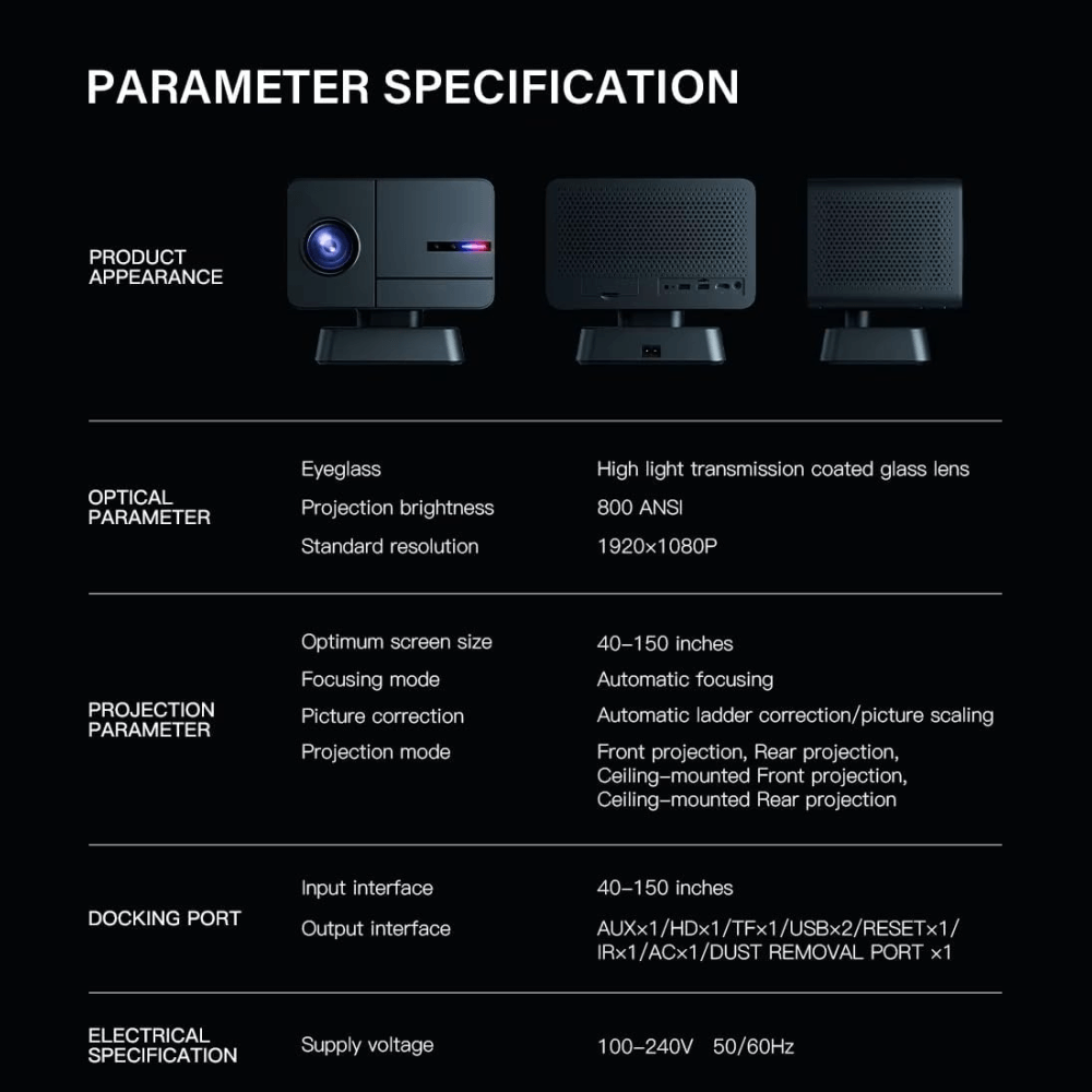 Proyector Smart Wifi 4k Video Juegos Android 800ansi P50 Max