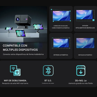 Proyector P50 4k 1080p 800 Ansi Auto Focus Android Bluetooh