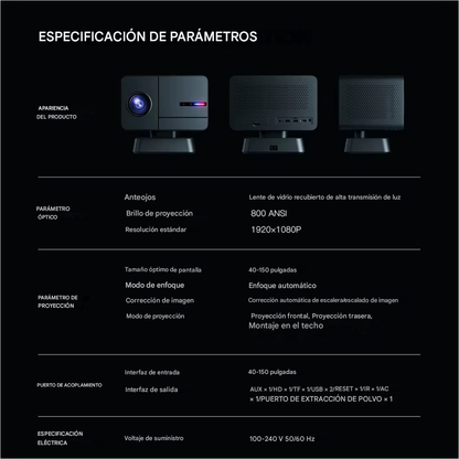 Proyector P50 4k 1080p 800 Ansi Auto Focus Android Bluetooh