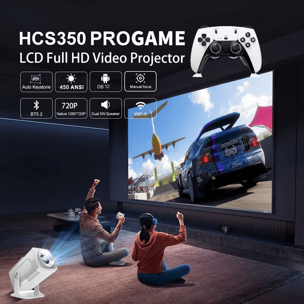 Proyector Portátil Hcs350 Pro Emulador Wifi Android 12 Bt5.0
