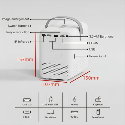 Proyector Smart 4K 1080P Wifi Bluetooth Android 300 ANSI P10