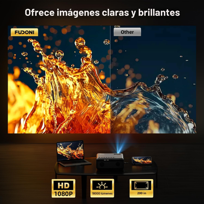 Video Beam Proyector Fudoni 12000lm 4k Wifi 5g Bt5 Hd 1080p
