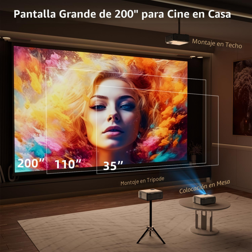Video Beam Proyector Fudoni 12000lm 4k Wifi 5g Bt5 Hd 1080p