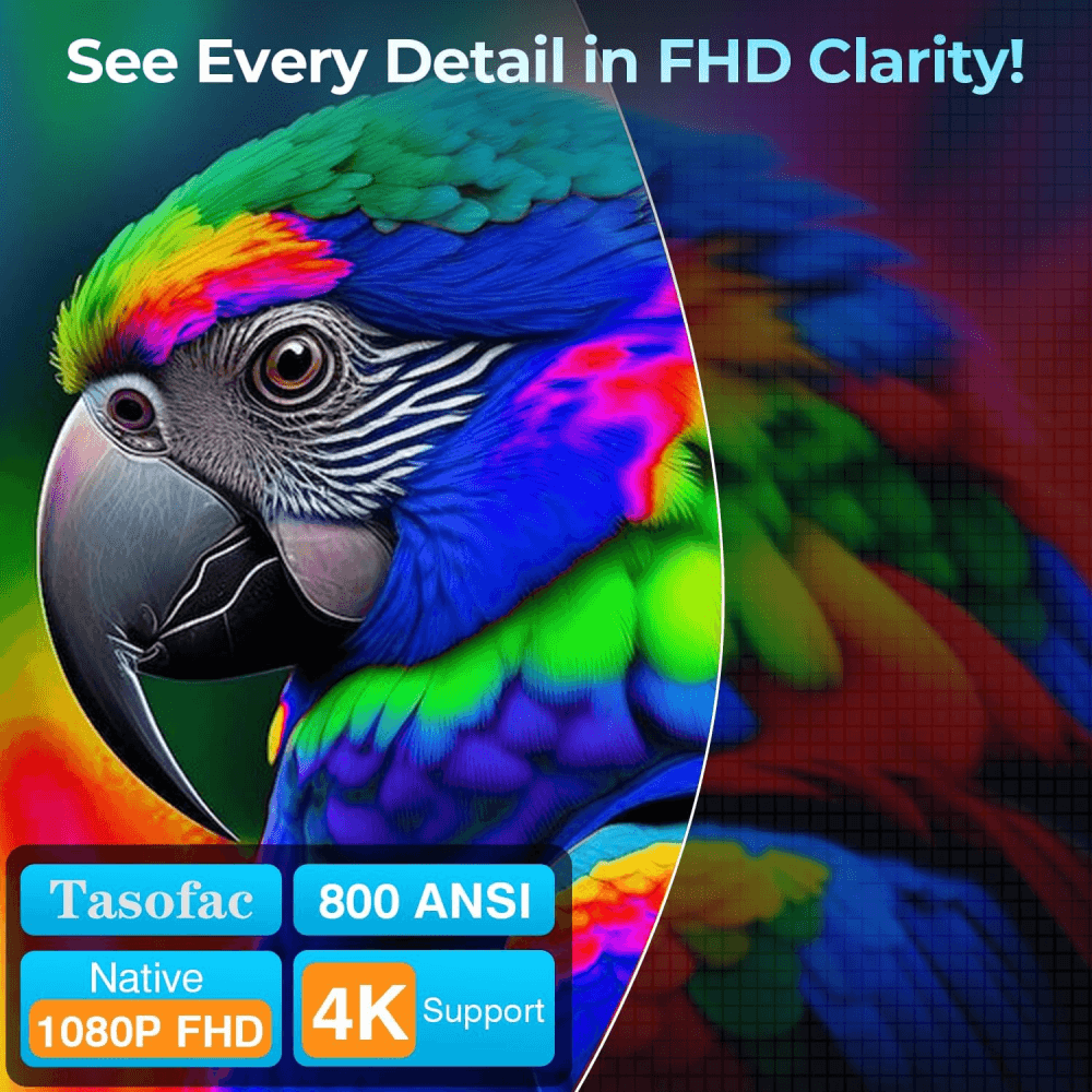 Proyector 4k Tasofac Wifi 800 Ansi 1080p Auto Focus + Telón