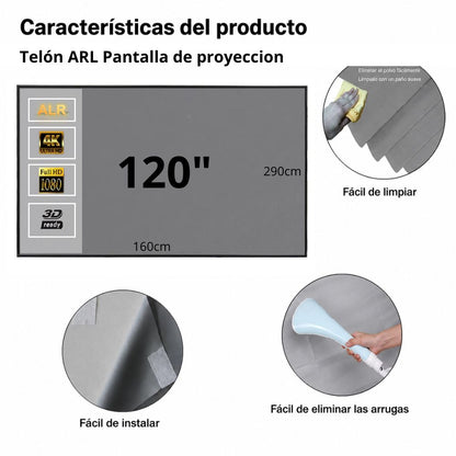 Proyector Smart 8k Full Hd Q7 1300 Ansis + Telón Arl 120inch