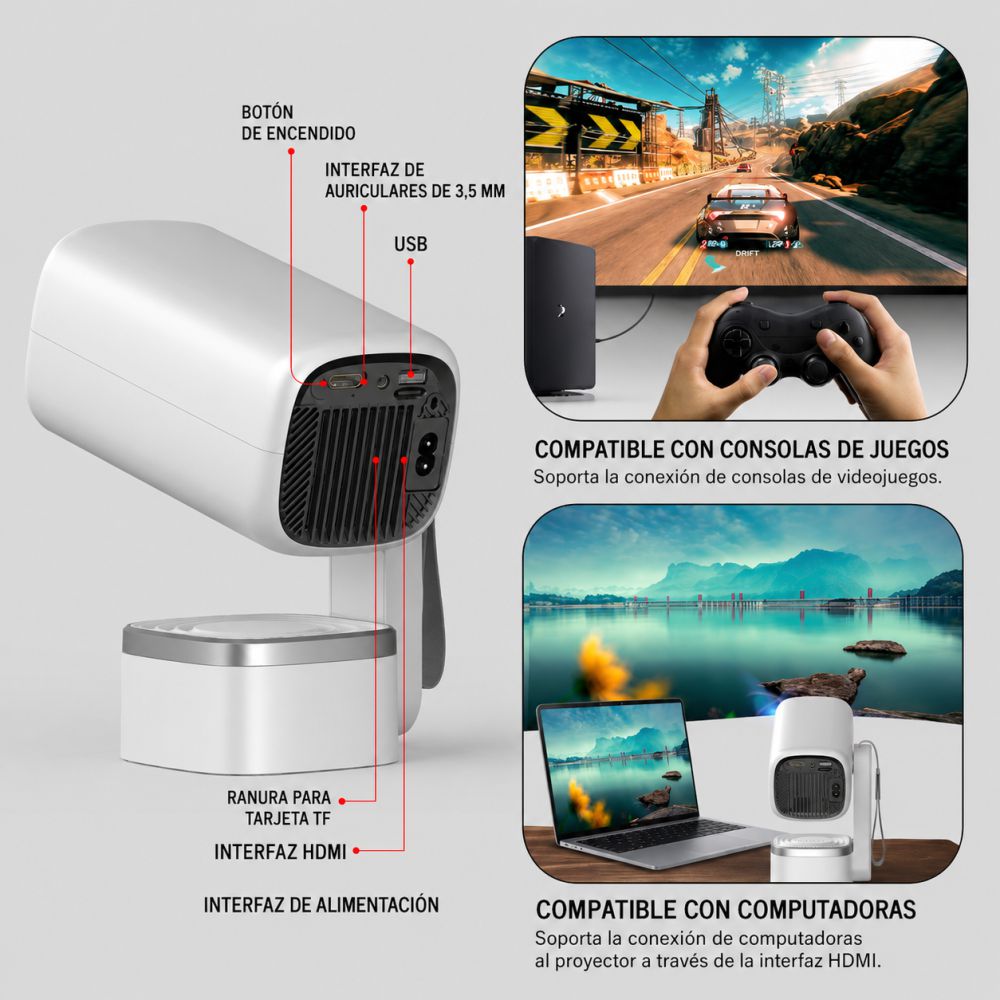 Mini Proyector Smart P36 4k Wifi Android Portátil Auto Focus