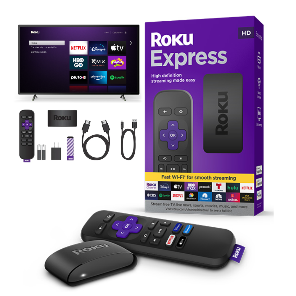 ROKU STREAMING EXPRESS - 1080P - PUERTO HDMI PARA CONVERTIR TV NORMAL EN  SMART TV, CONTROL REMOTO. 