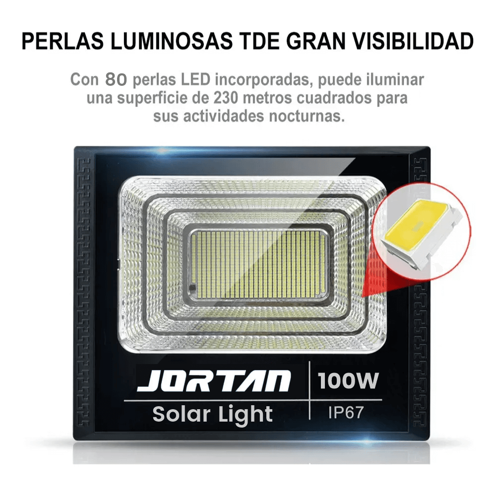 Reflector Solar Jortan 100w Lampara Led Exterior Ip66 Panel