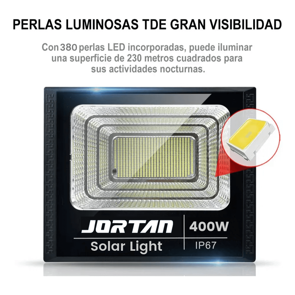 Reflector Solar Jortan 400w Lampara Led Exterior Ip66 Panel
