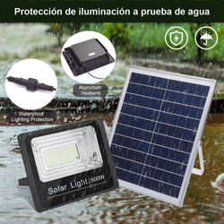 Reflector Solar 500W 6V Lampara Led Luz Blanca Panel Solar