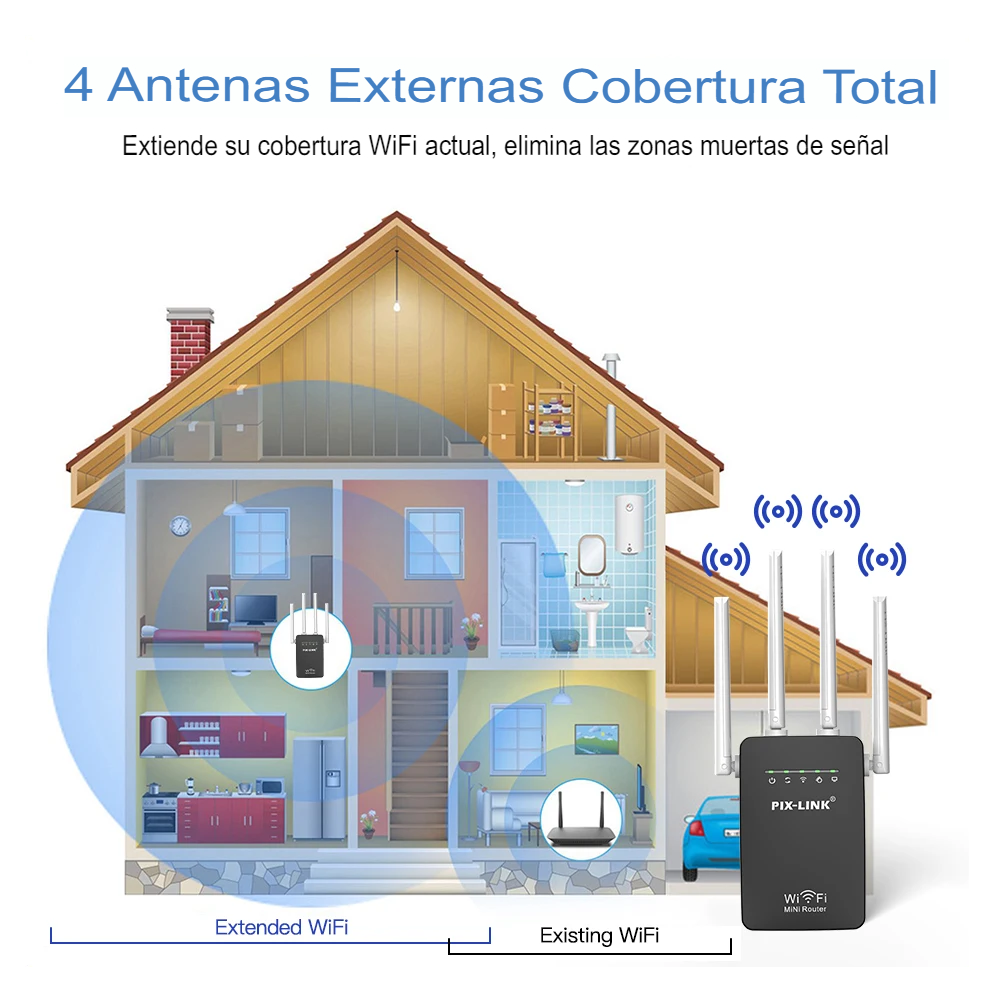 Pixlink Repetidor Amplificador Wifi 2.4g Router 3 Modos Wr09