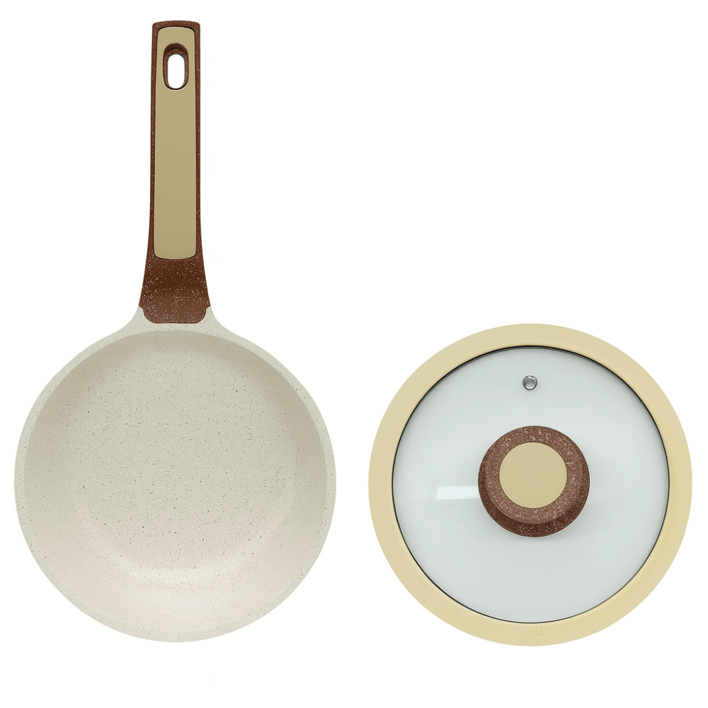 Sartén Antiadherente Mármol 18cm Tapa De Vidrio Renahouse
