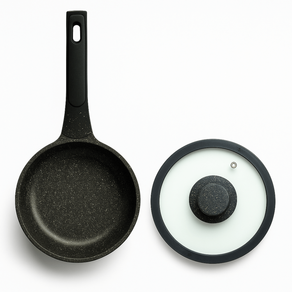 Sartén Antiadherente Mármol 18cm Tapa De Vidrio Renahouse