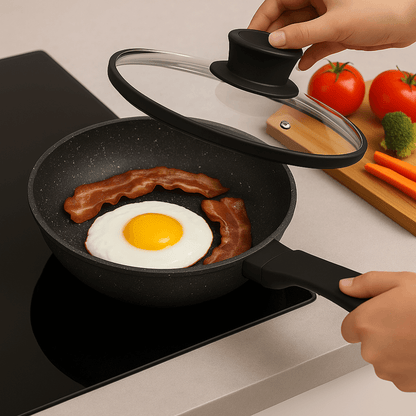 Sartén Antiadherente Mármol 18cm Tapa De Vidrio Renahouse