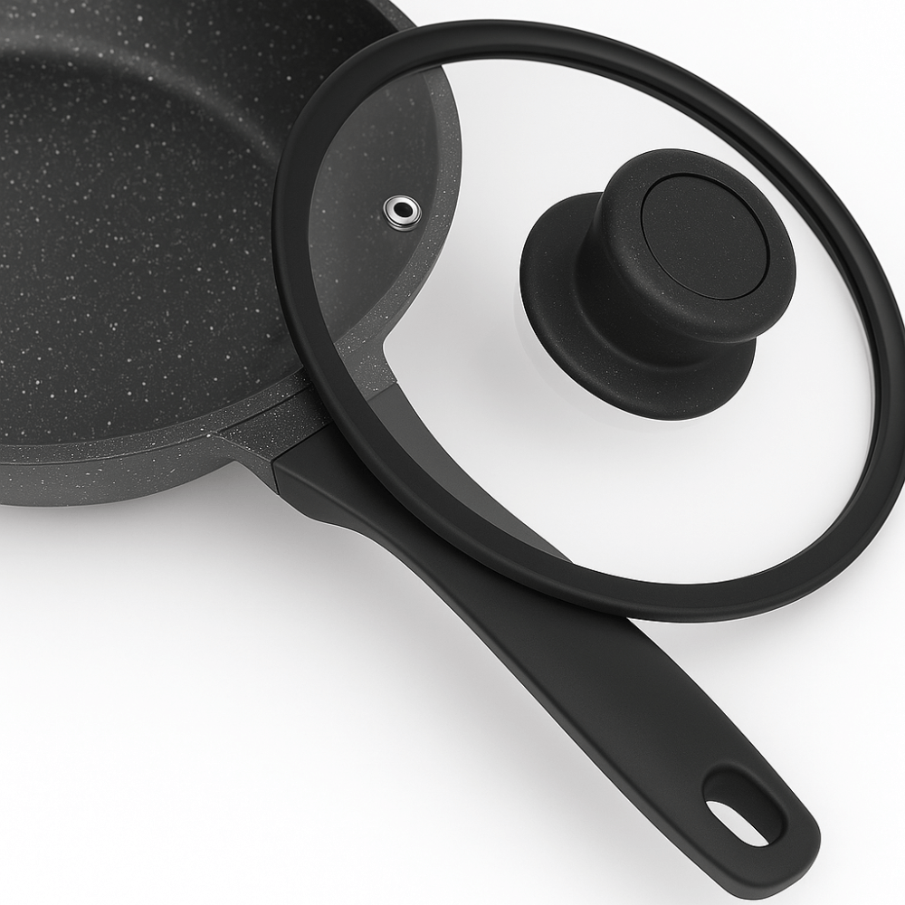 Sartén Antiadherente Mármol 18cm Tapa De Vidrio Renahouse