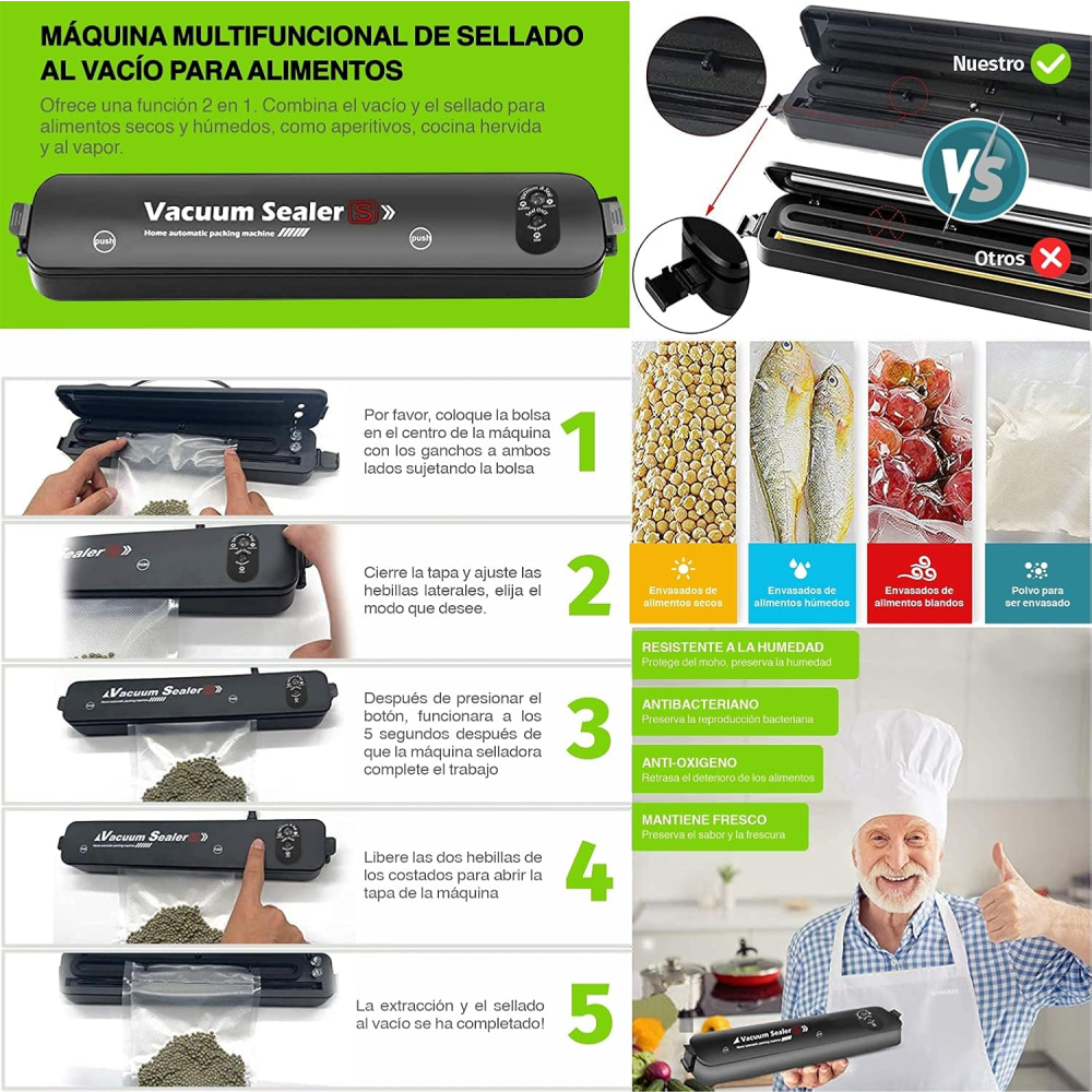 Maquina Empacadora Alimentos Selladora Al Vacio Automatica