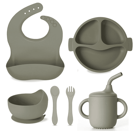 Set Vajilla En Silicona Para Bebe Cubiertos 5 Piezas Sin Bpa