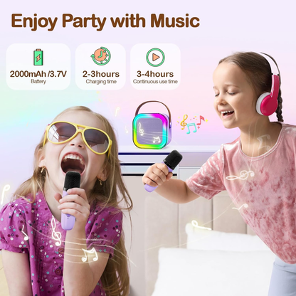 Set De Karaoke Portátil Para Niños Bluetooth Rgb 2mic K12