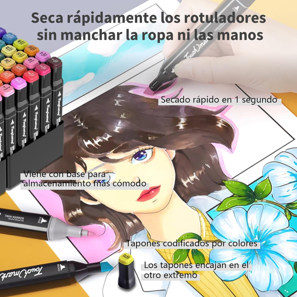 Set Profesional De Marcadores Plumones Doble Punta 48 Piezas