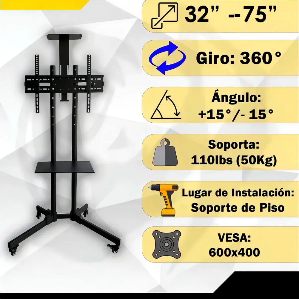 Soporte Tv Rodante Base Pedestal 32-70in Ajustable An-1500