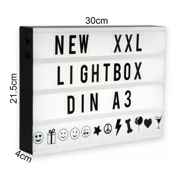 Caja de luz de letras LED para decoración, tablero de mensajes con 96  unids/set/juego de tarjetas de letras blancas y negras, bricolaje -  AliExpress