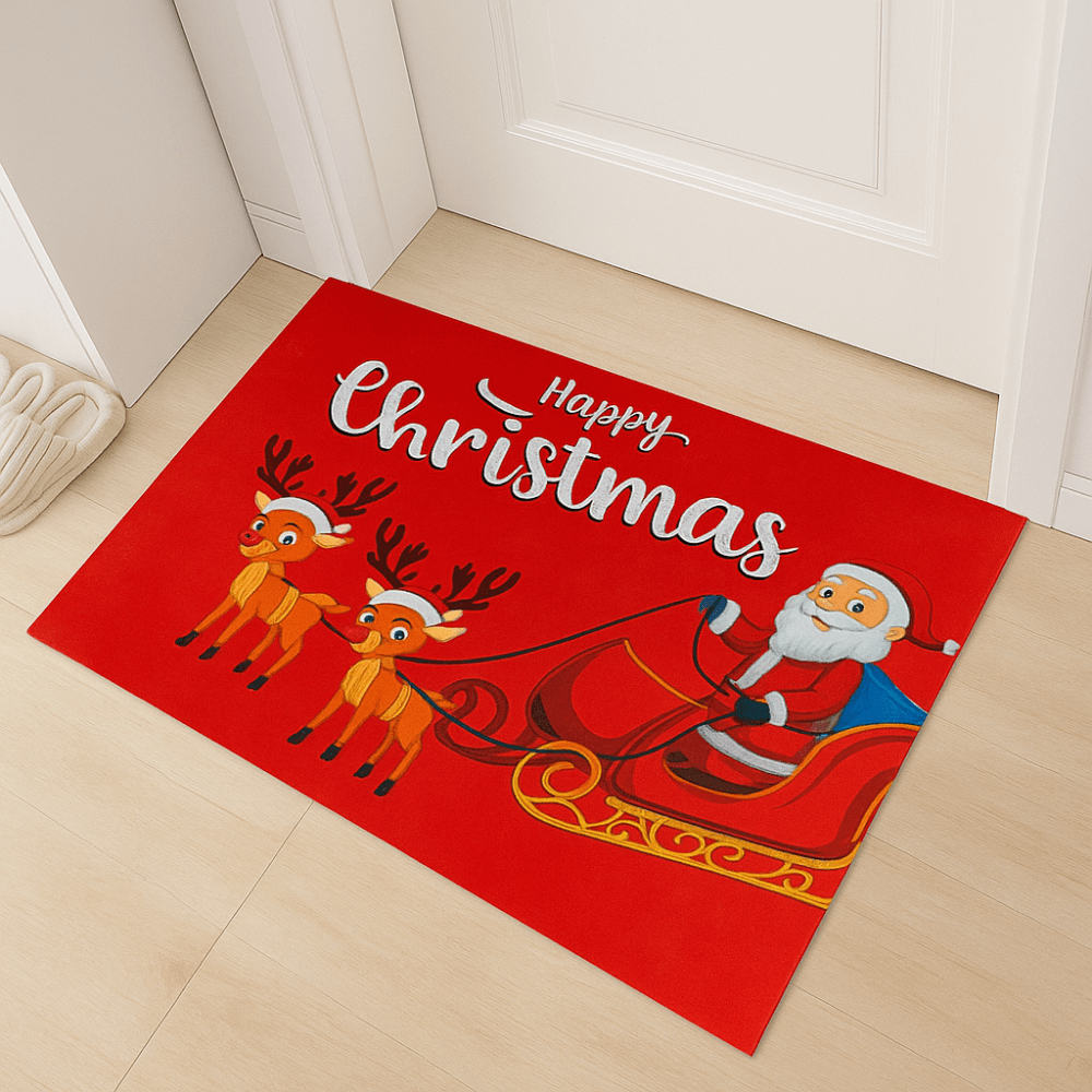 Tapete Navideño Alfombra Decorativa Antideslizante 38x58 Cm