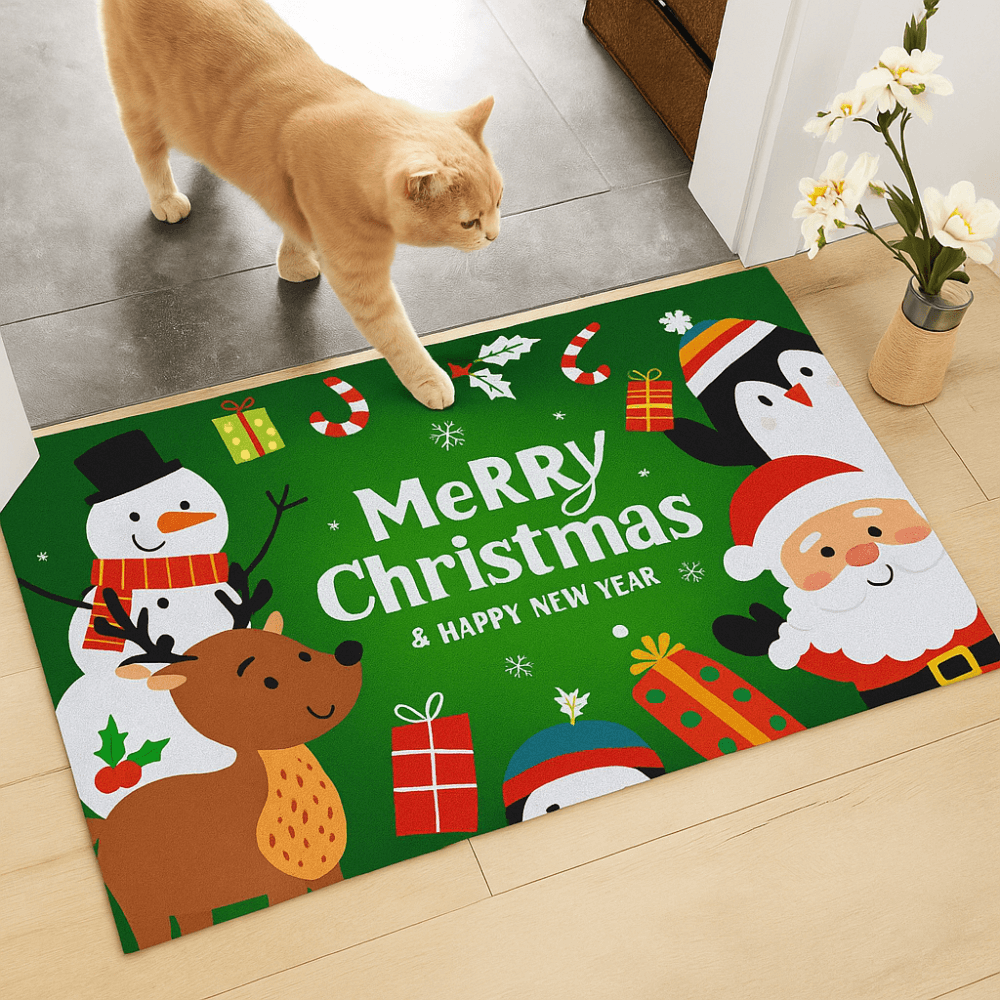 Tapete Navideño Alfombra Decorativa Antideslizante 38x58 Cm