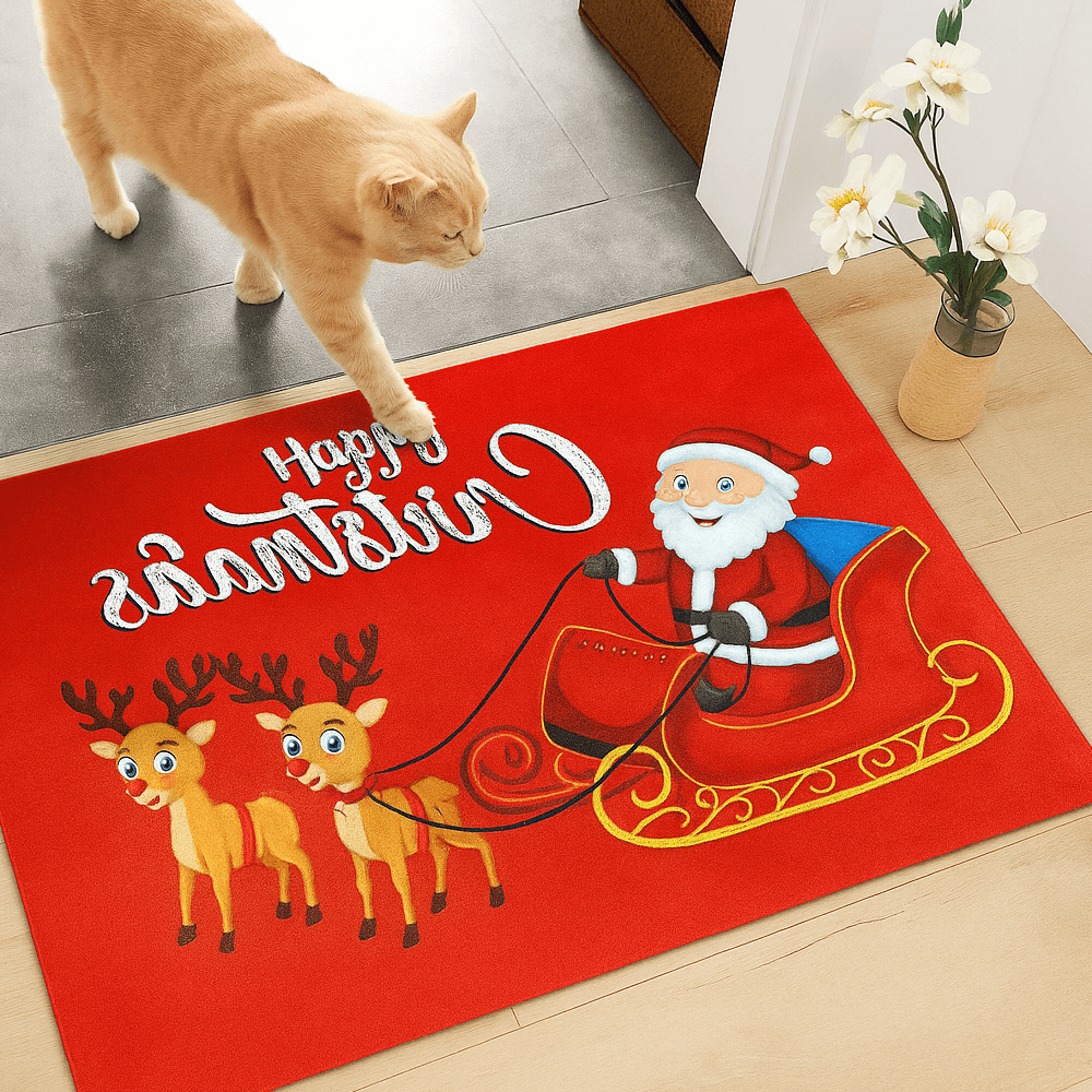 Tapete Navideño Alfombra Decorativa Antideslizante 38x58 Cm