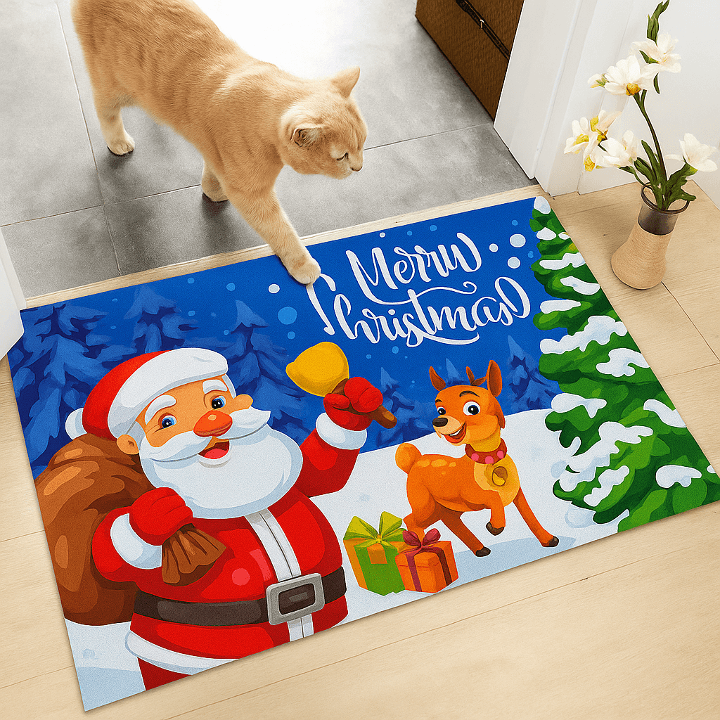 Tapete Navideño Alfombra Decorativa Antideslizante 38x58 Cm