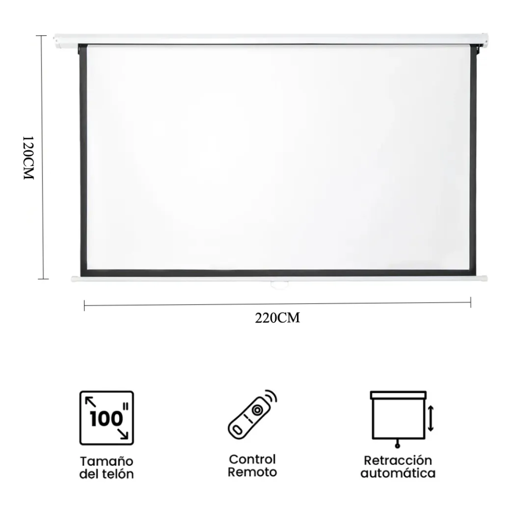 Telón Pantalla De Proyector Electrico 100 inch Control Remoto