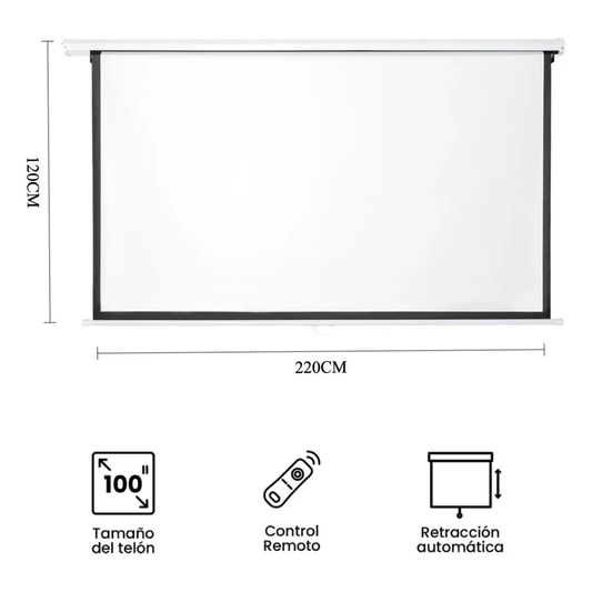 Telón Pantalla De Proyector Electrico 100 inch Control Remoto