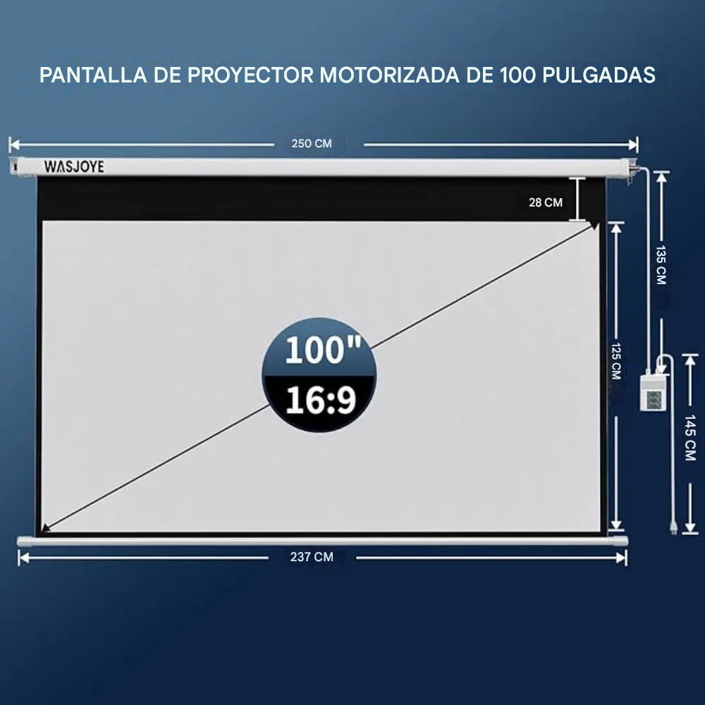 Telón Pantalla De Proyector Electrico 100 inch Control Remoto