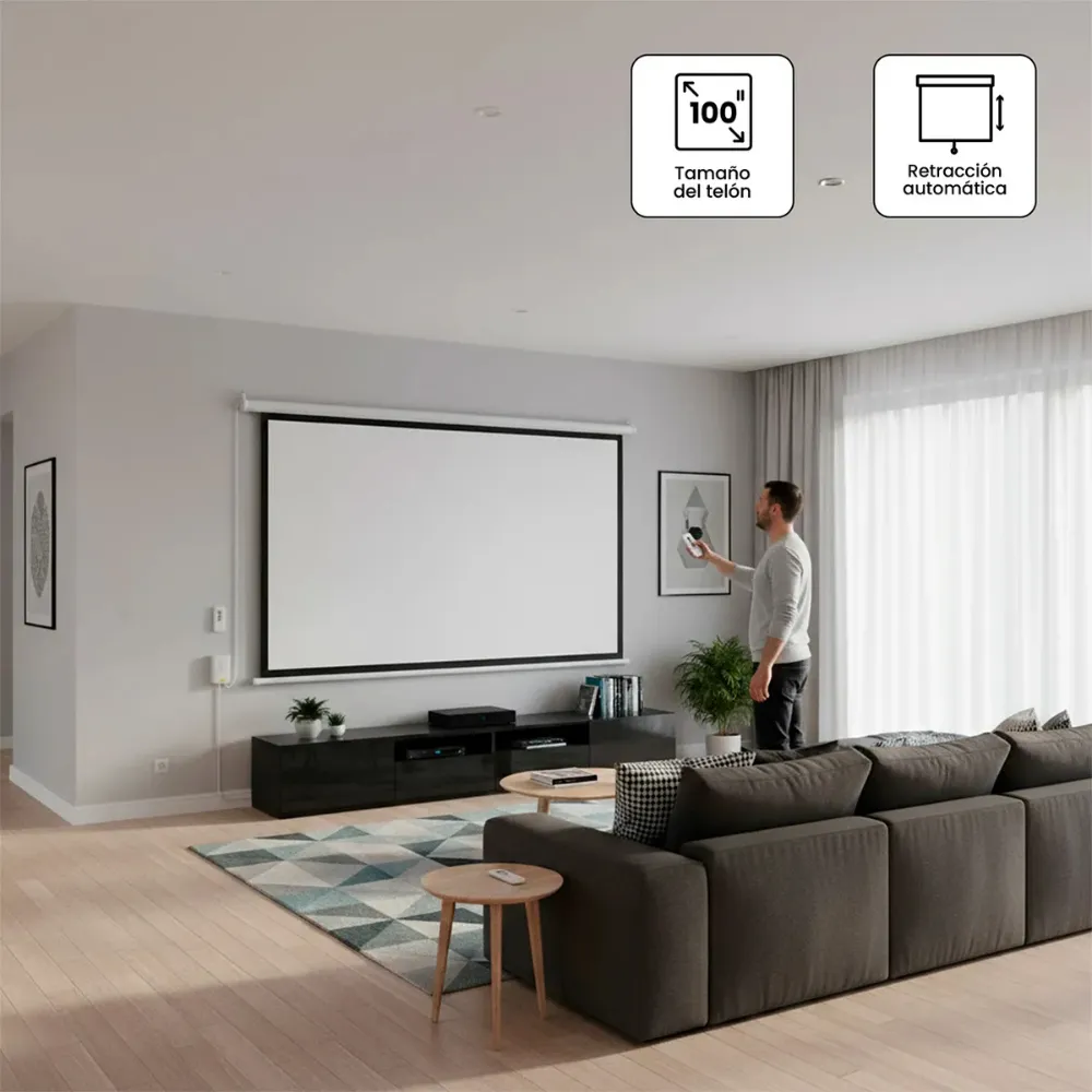 Telón Pantalla De Proyector Electrico 100 inch Control Remoto