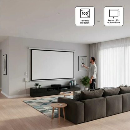 Telón Pantalla De Proyector Electrico 100 inch Control Remoto