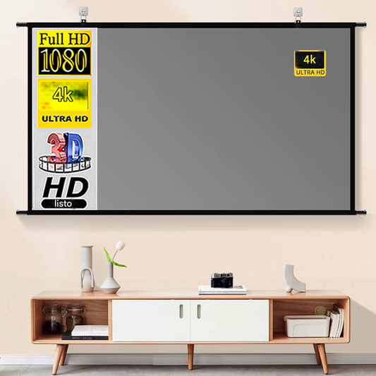 Telón Pantalla Proyector 60-100-120 Inch Gris Metalico 16:9 De Pared