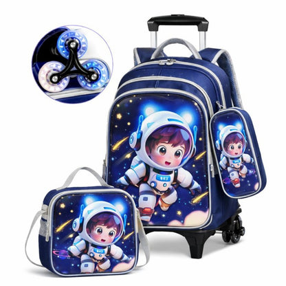 Mochila Escolar Infantil 3 En 1 Morral 3D Alto Relieve Con Ruedas