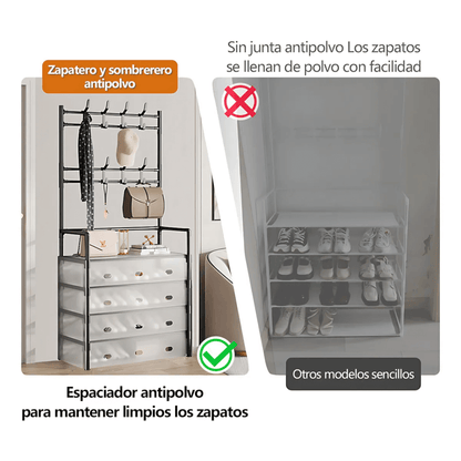 Organizador Zapatos Con Perchero Zapatero Acrilico 5 Niveles
