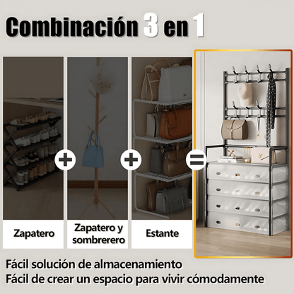 Organizador Zapatos Con Perchero Zapatero Acrilico 5 Niveles