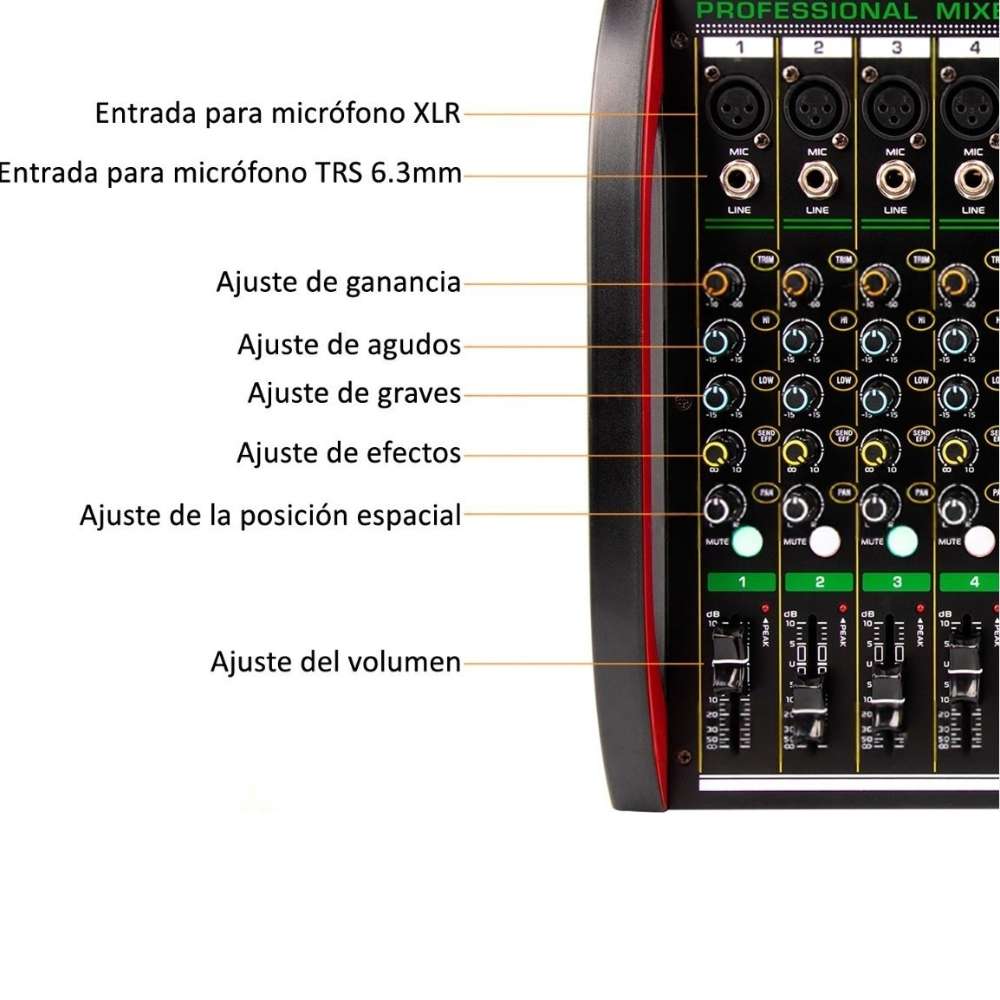 Consola Mixer Wvngr De 4 Canales Phantom Power 48v Bluetooth